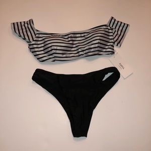 Black and white bathing suit set